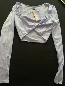 Shein Sxy Crossed Long sleeve Top Lavender Size S - Picture 1 of 4