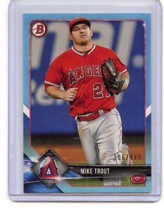 MIKE TROUT 2018 BOWMAN MLB SKY BLUE CARD SERIAL #'D 106/499 ANGELS NICE! HOT!