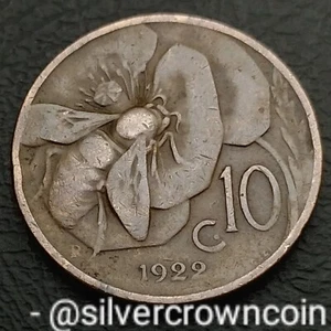 Italy 10 Centesimi 1922 R. KM#60. Ten Cents coin. Honey Bee. Bronze Dime. 10C. H - Picture 1 of 7