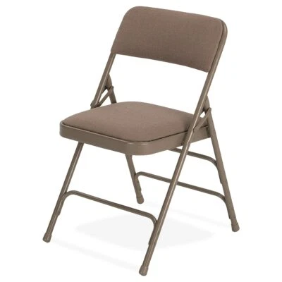 EventStable Titan Series Metal Folding Chair Beige W/Fabric Padded Seat 4 Pack - Image 1 of 4