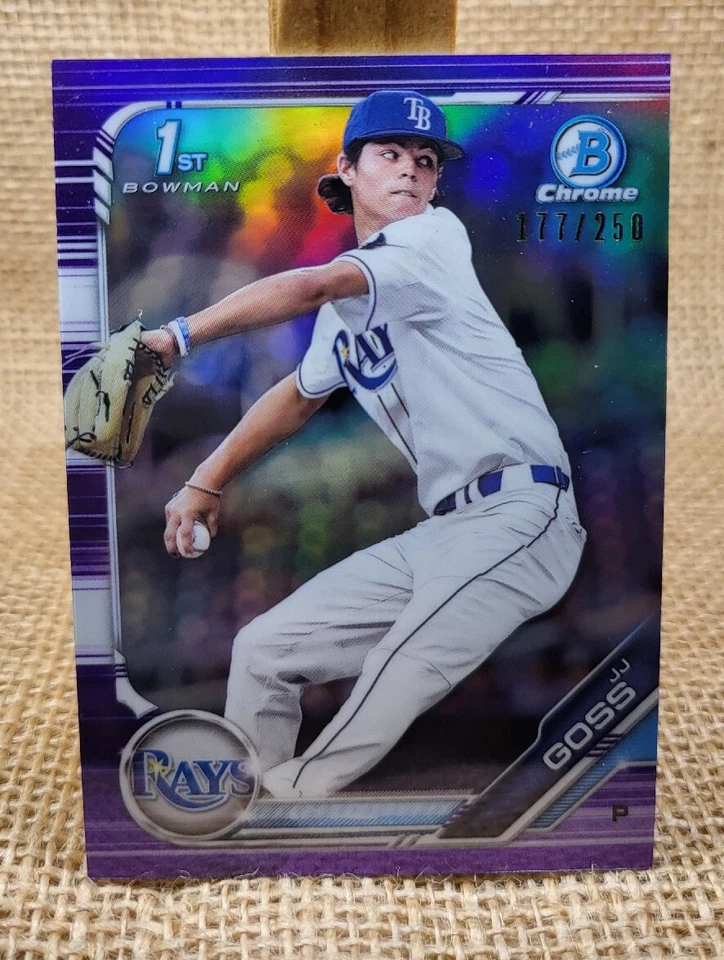2019 Bowman JJ Goss 1st RC Purple Refractor /250 Baseball Card BDC-61 Rays A7 - Image 1 of 2