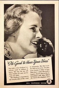 Bell Telephone System Woman on Phone Good to Hear Voice Vintage Print Ad 1937 - Picture 1 of 1