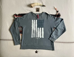 Levi's Engineered Sweatshirt XL USA Flag Stars Stripes Old Glory Grey 2008 - Imagen 1 de 10