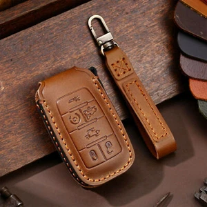 Leather 6 Buttons Car Remote Key Fob Cover Case Holder Fit For 2019+ Dodge RAM - Zdjęcie 1 z 8