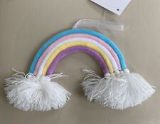 Rainbow Ornament Pastel Colors White Tassels 7”x4.25” Decoration Boho
