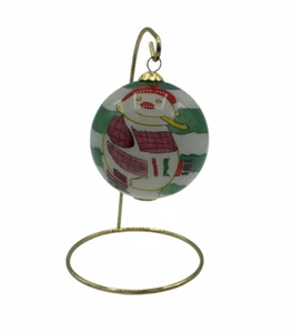 Adorno de fiesta de bola de vidrio muñeco de nieve vintage, 3" - adorno de Navidad - Imagen 1 de 3
