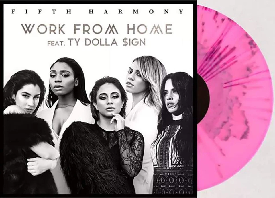 Fifth Harmony and TY Dolla $ign Work From Home Pink Splatter Limited Vinyl VG+ - Image 1 of 1
