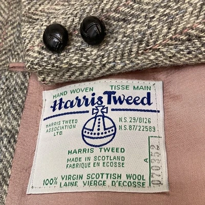 Vintage Harris Tweed Sport Coat Mens 42R Grey Wool Herringbone Orange Stripe Foto 1 de 4