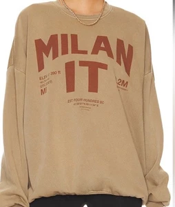 The Laundry Room Welcome To Milan Sweatshirt in Camel Gold Size Large MSRP $79 - Picture 1 of 4