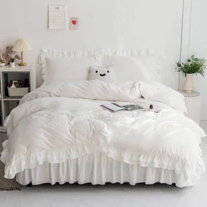 Duvet Cover Set Ruffles Bedding Cover Set 3 Piece Set Bed Cover Cute Lovel 833 - Picture 1 of 8