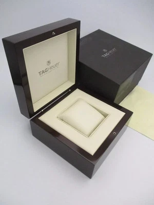 TAG Heuar Grande Deluxe Marrón Madera Lacada Reloj Caja Almohada y Paño Juego Foto 1 de 4