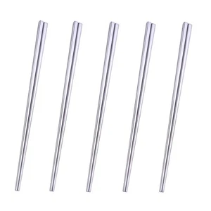 Stainless Steel Chopsticks - 5 Pairs Silver Reusable Dishwasher Safe Metal Ch... - Picture 1 of 8