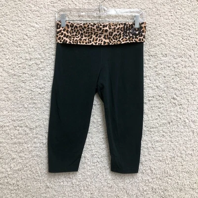 PINK Yoga Victorias Secret Leggings Small Adult Black Capri Leopard Womens S - Image 1 of 4