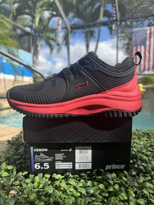 Prince Venom Womens Size 6.5 Black Red Athletic Tennis Shoes Sneakers - Image 1 of 4