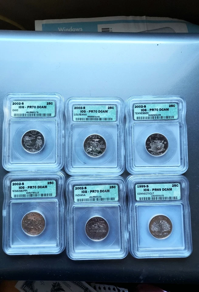 2002 S icg Pf70 State Quarters + 1999 Pf 69 Connecticut Quarter - Image 1 of 1