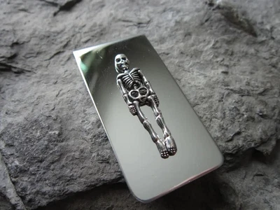 Oro Blanco 14K Sobre Esqueleto Clip Dinero -Día del Padre-Papá Regalo Calaver... - Imagen 1 de 4