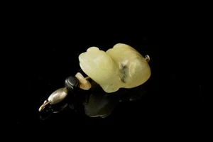 COLGANTE DE PLATA RANA ÓNIX JADE VERDE TALLADO DE COLECCIÓN MR - Imagen 1 de 4