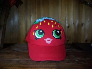 SHOPKINS KIDS BALL CAP HAT ADHESIVE STRAP ADJUSTABLE BAND RED NEW FUN CARTOON  - Picture 1 of 1