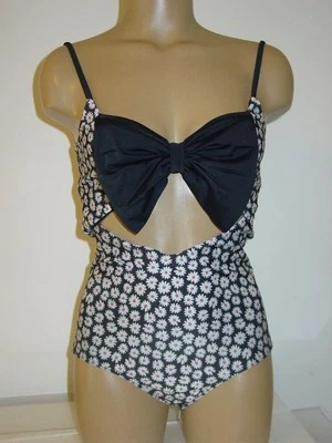 Traje de baño Lolli Swim Cakewalk 1 pieza negro blanco lazo de margarita pin up hecho en EE. UU.-S NUEVO Foto 1 de 3