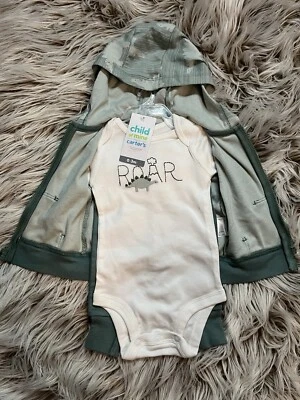 Nuevo 0/3 Meses Niño De Min 3 Piezas Cremallera Set Dino Bebé Niño Infante Foto 1 de 3