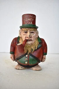Antique Transvaal Money Box Cast Iron Coin Bank Bearded Man Hat Decorative Old"2 - Foto 1 di 7