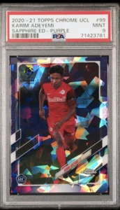 2020-21 Topps Chrome UCL Sapphire Edition Purple /25 Karim Adeyemi PSA 9 - Picture 1 of 2