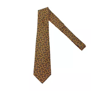 Kiton NWOT 100% Silk Seven Fold Neck Tie Light Brown with Brown/Blue Paisleys - Picture 1 of 9