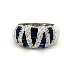 Le Vian 18K Vanilla Gold Blue Sapphire Baguette and Diamond Ring Size 6.5+_J1129 - Picture 1 of 11