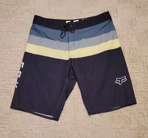 Fox Racing Board Shorts Mens 34 Black Green Drawstring Stretch Surfing Racing - Picture 1 of 8