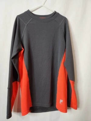 Camisa Atlética Fila Niños Jóvenes Manga Larga Talla Pequeña 8 Gris Naranja Agujeros para el Pulgar Foto 1 de 4