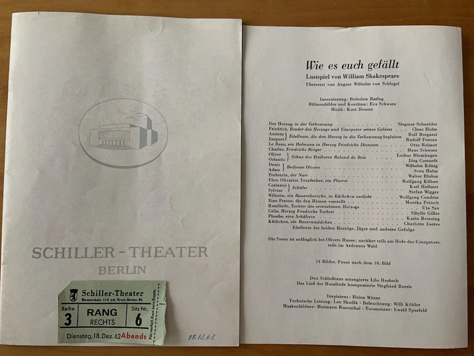 Theaterprogramm Schiller-Theater Berlin 1962/63 Heft 118 &  Karte - Shakespeare - Bild 1 von 1