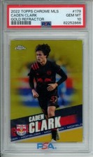 2022 Topps Chrome MLS Gold Refractor #179 Caden Clark #48/50 Red Bulls PSA 10