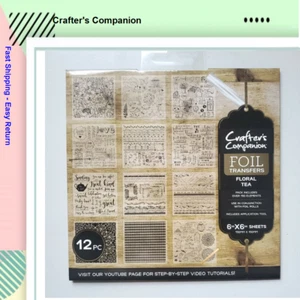 Crafters Companion Foil Transfers Floral Tea 12pc pack 6 x 6 sheets 150 element - Picture 1 of 2