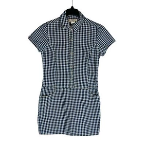 Vintage Grass Raggs Sz 11/12 Dress Blue Jumper Button Plaid Pockets Short Sleeve - Picture 1 of 10