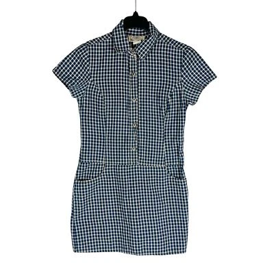 Vestido Vintage Grass Raggs Talla 11/12 Azul Jersey Botón Bolsillos a Cuadros Manga Corta Foto 1 de 4