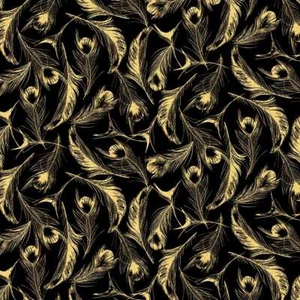 Michael Miller - Magnificent Peacock - Opulent Feather - Black, Fabric BTY - Picture 1 of 6