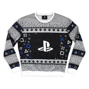 PlayStation Christmas Ugly Holiday Sweater New Mens Small Black Gray PS - Picture 1 of 2