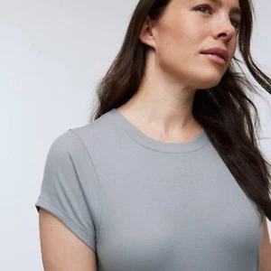 Madewell Womens Top Supima® Rib Tee Fitted Dusk Gray Size XXS - Picture 1 of 10