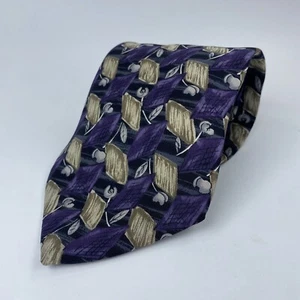 Cambridge Classics Necktie 100% Silk Geometric Abstract Gray Purple Brown USA - Picture 1 of 7