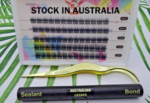 Fake Eyelash Cluster 8mm 9mm 10mm 11mm 12mm C Curl & Eyelash Tool & MAXHOLD GLUE - Picture 1 of 8