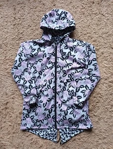 VANS Mercy Mujer Reversible Parka Abrigo Chaqueta Floral Rosa Negro Talla Pequeña S - Imagen 1 de 9