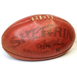 Signed AFL Football Vintage Sherrin Rene Kink Magpies Kangaroo Brand Leather 10' - Picture 1 of 8