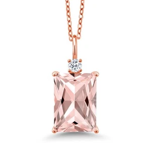 6.44 Ct Peach Simulated Morganite White Topaz 18K Rose Gold Plated Silver - Picture 1 of 4