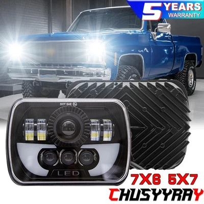For Chevrolet C10 C20 C30 K10 K20 K30 7x6 inch LED Headlight High Low Beam - Image 1 of 4