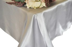10 Rectangular 90"X156" Banquet Satin Tablecloths 30 Colors 8ft Table Made USA - Picture 1 of 33