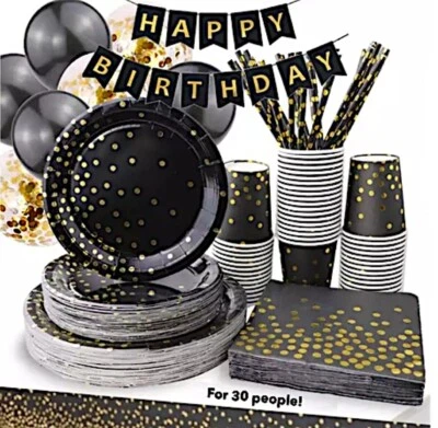 FIESTA Juego Desechable Platos de Papel Servilletas Pajitas Tazas Mantel y Banderín!! Foto 1 de 2