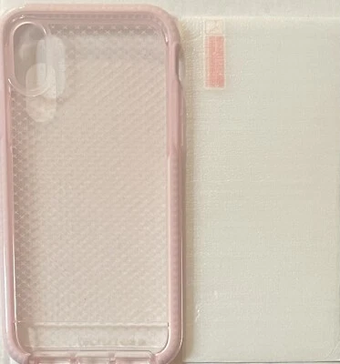 Tech21 Evo Check Series Case And Screen Protector For iPhone X XS Pink Clear - Image 1 of 2