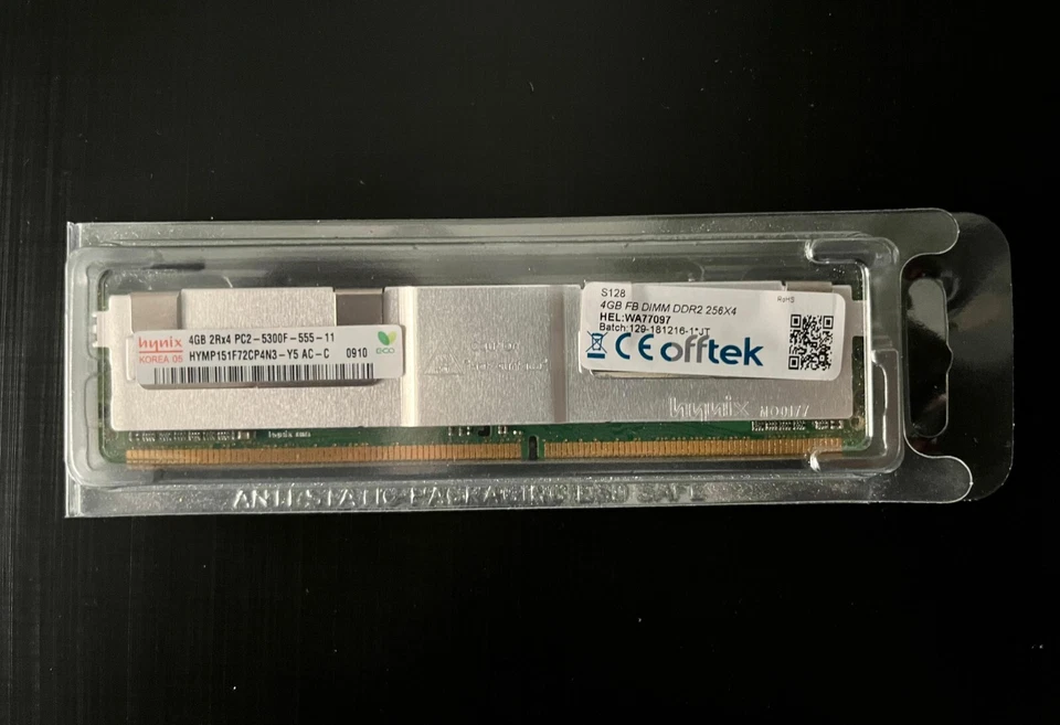 Memoria RAM Hynix 4GB  HYMP151F72CP4N3-Y5  PC2-5300F DDR2-667MHz -PER SERVER- - Immagine 1 di 1