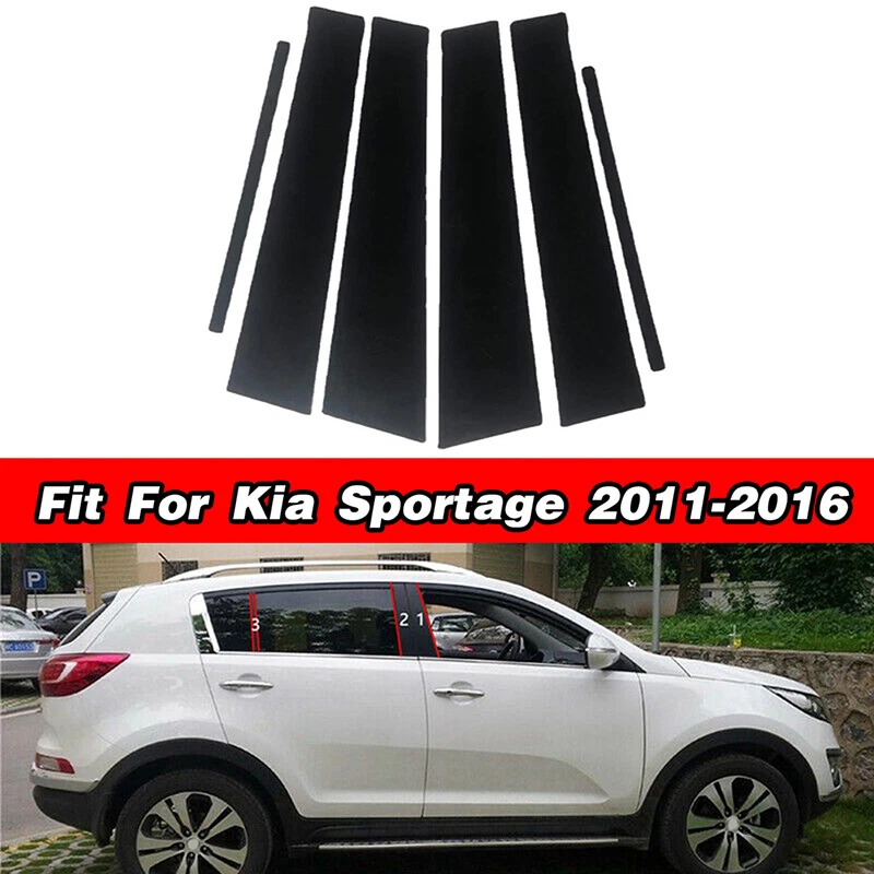 6PCS Black Door Pillar Post Trim For Kia Sportage 2011 2012 2013 2014 2015 2016 - Изображение 1 из 4