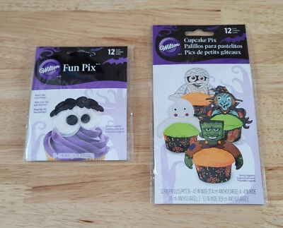 Wilton HALLOWEEN CUPCAKE PIX Lote de 2 Ojos en Movimiento-Fantasma-Frankenstein-Bruja-Momia Foto 1 de 4